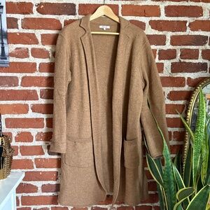 🤎 Madewell Washed Wool Long Cardigan Coat – Tan – Women’s XL